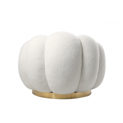 Fauteuil pivotant piètement couleur or avec pouf assorti - BLUM - Tis