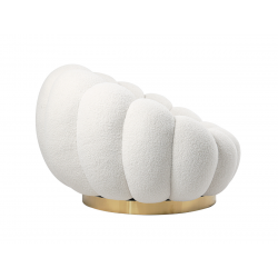 Fauteuil pivotant piètement couleur or avec pouf assorti - BLUM - Tis