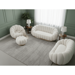 Fauteuil pivotant piètement couleur or - BLUM - Tissu boucle créme