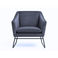 Fauteuil VARENNE – velours & pieds métal noir - Velours vert