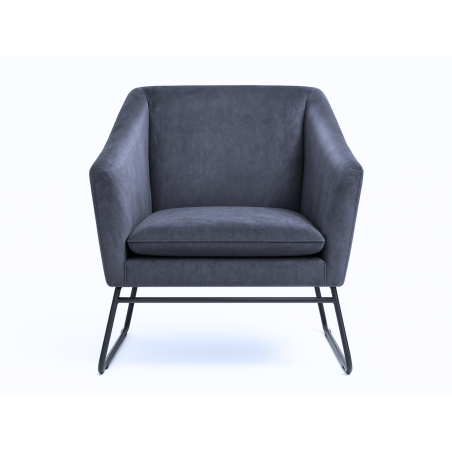 Fauteuil VARENNE – velours & pieds métal noir - Velours vert