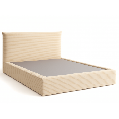 Lit Air Loom – Sommier compressé avec tête de lit intégrée - Velours côteler beige / 180x200 cm