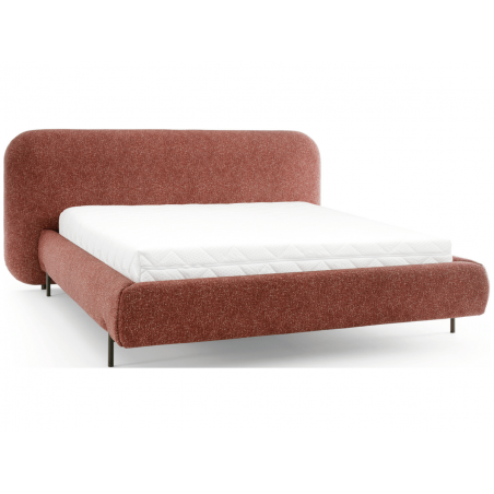 Lit coffre avec grande tête de lit - ANAYA - 140x200 cm / Tissu gris